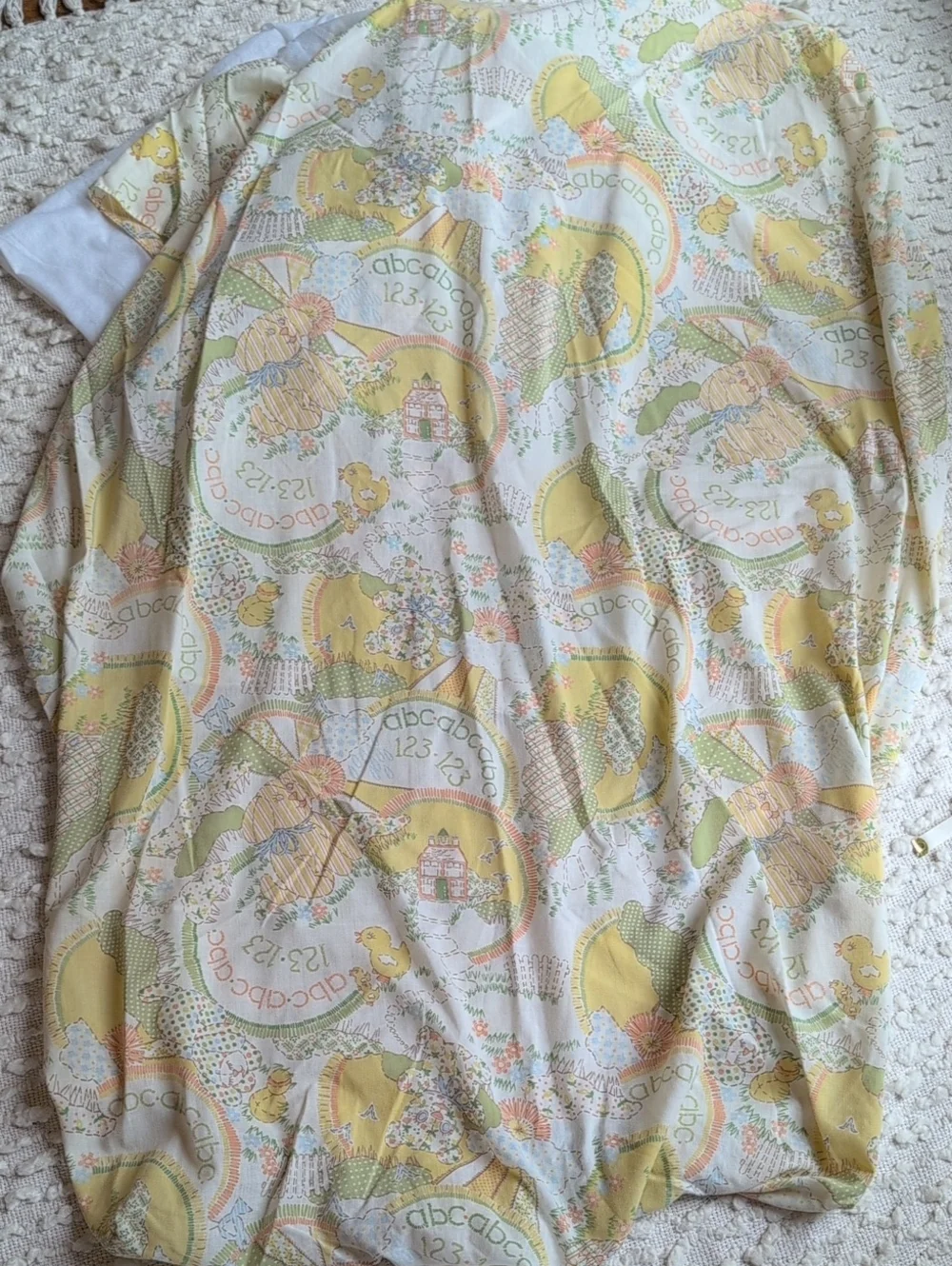 Vintage Sears Perma Prest Baby Pastel Crib Sheet Skirt and Blanket Set 1980s 70s